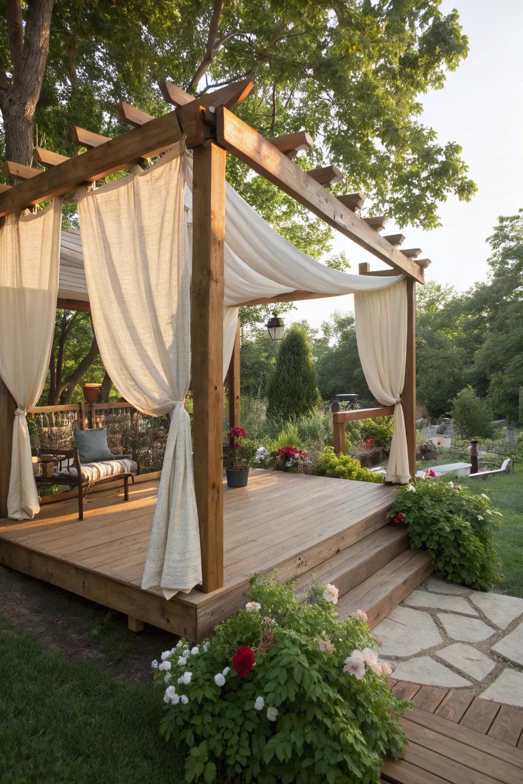 A stylish pergola adds both functionality and elegance.