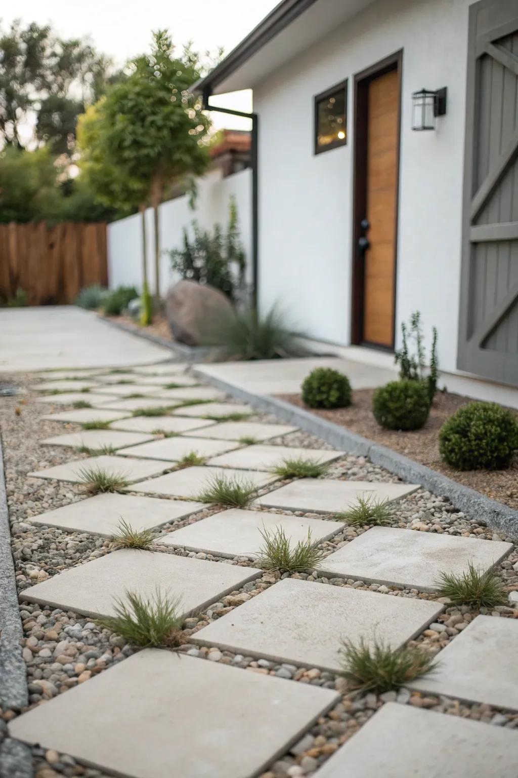 Sleek geometric designs give driveways a modern touch.