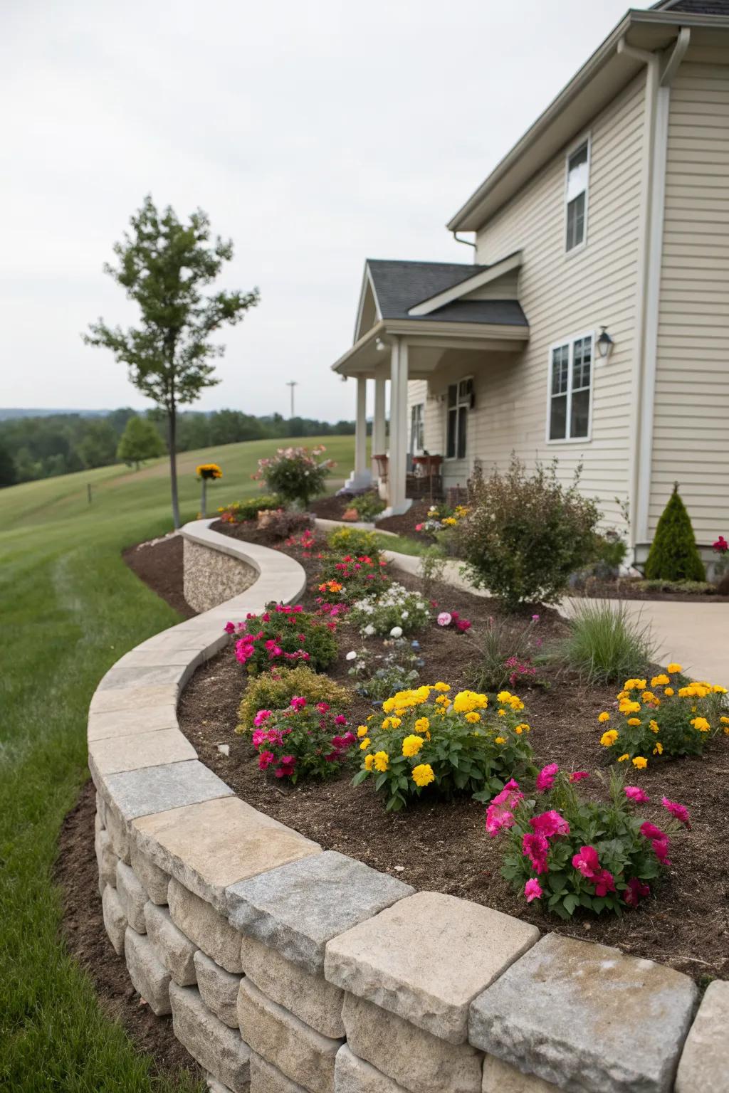 Curved edging adds elegance to any garden space.