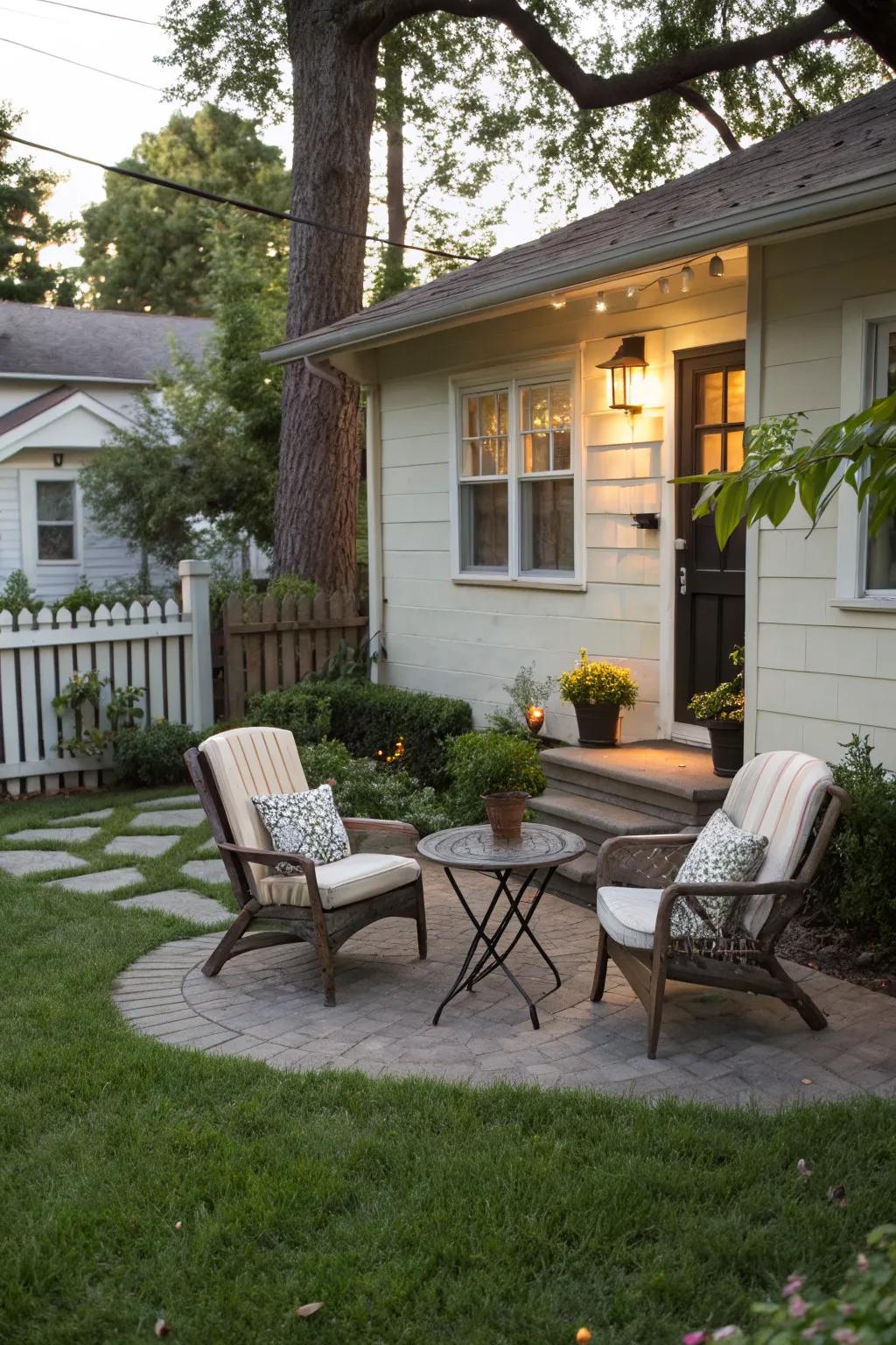 A cozy seating nook is perfect for intimate conversations.