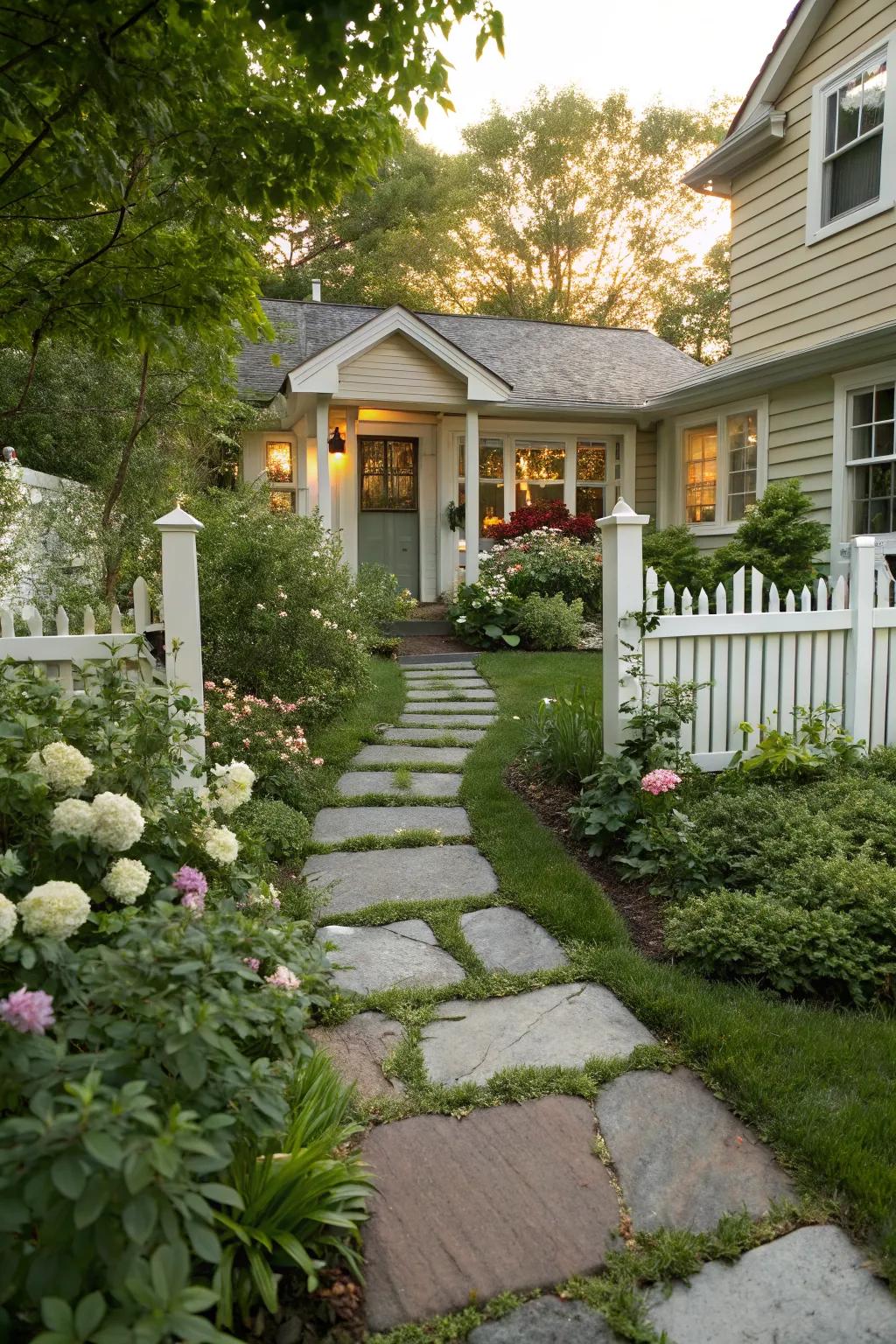 Create inviting charm with a beautiful stone pathway.
