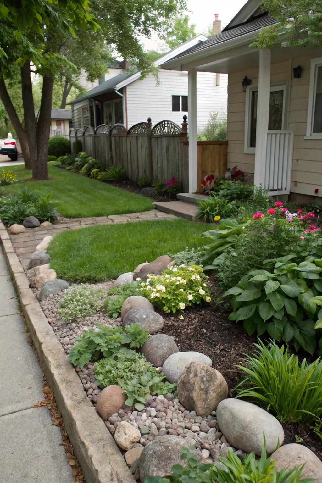 Rock edging adds definition and sophistication to any garden bed.