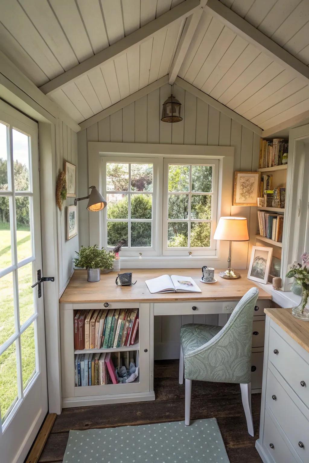 A garden shed conversion can create a functional and charming office space.