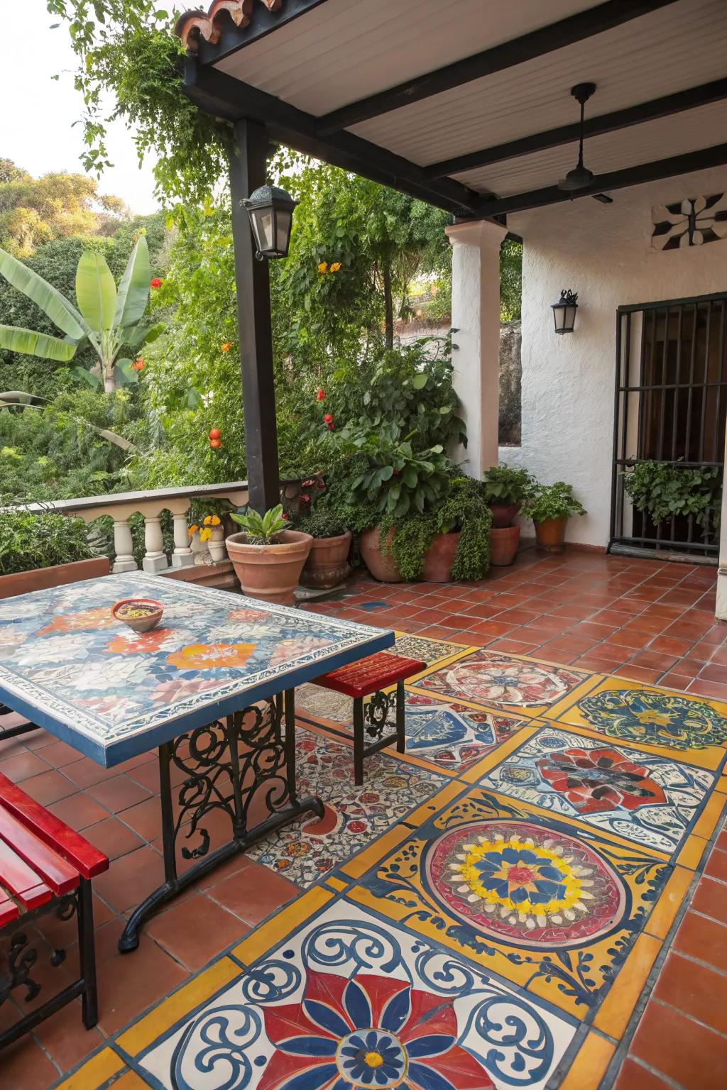 Traditional tiles add charm and character to your patio.