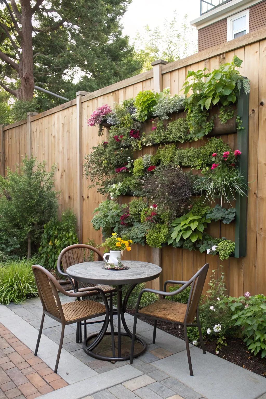 Vertical gardens add lush greenery to small dining spaces without taking up floor space.