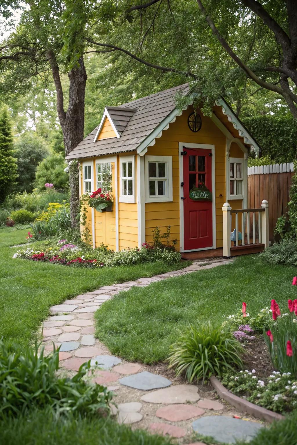 A tiny playhouse offers endless imaginative adventures.