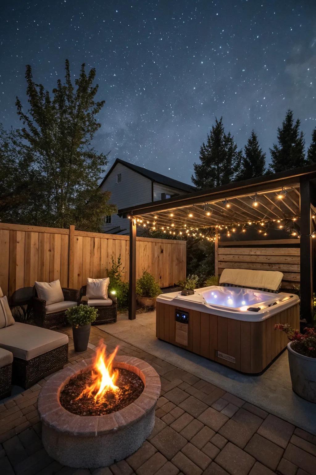 A fire pit adds both warmth and charm to your patio setup.