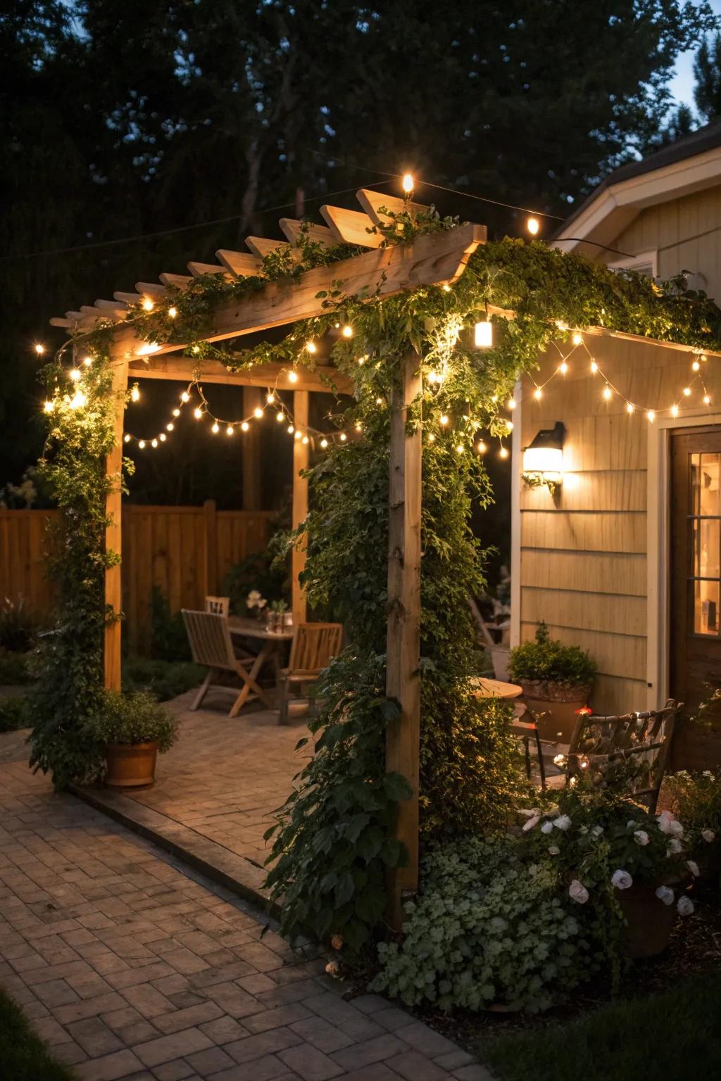 String lights add a magical touch to any pergola.