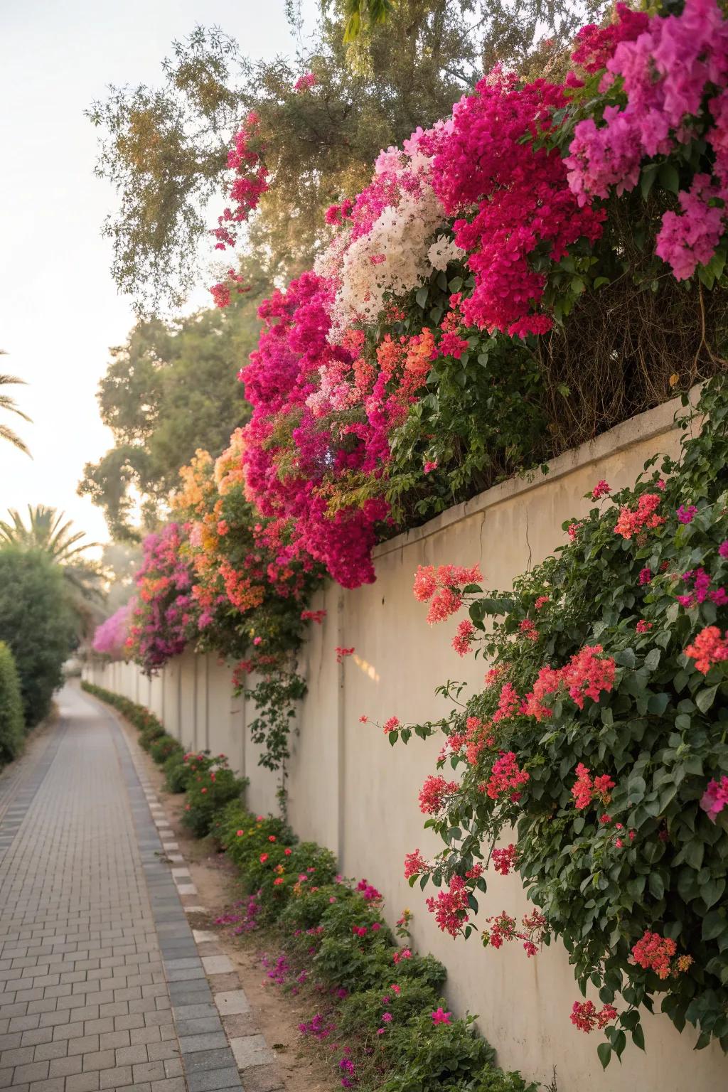 Bougainvillea adds a stunning splash of color to this garden.