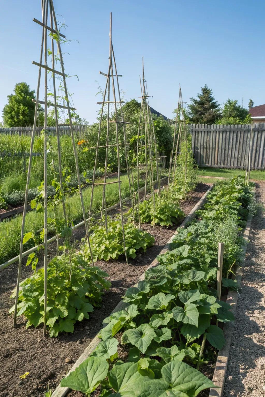 Trellises help you grow more by using vertical space efficiently.