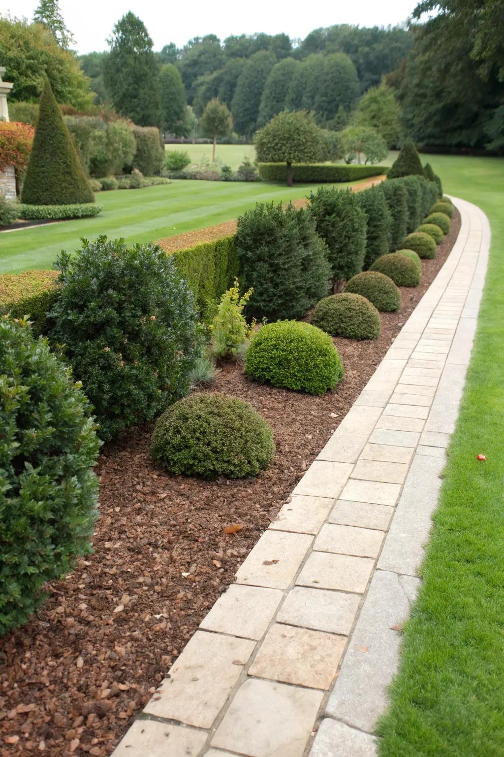 Enhance your garden's structure with formal edging using Soft Touch Holly.