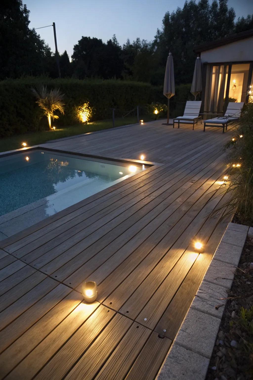 Solar deck lights offer safety and ambiance