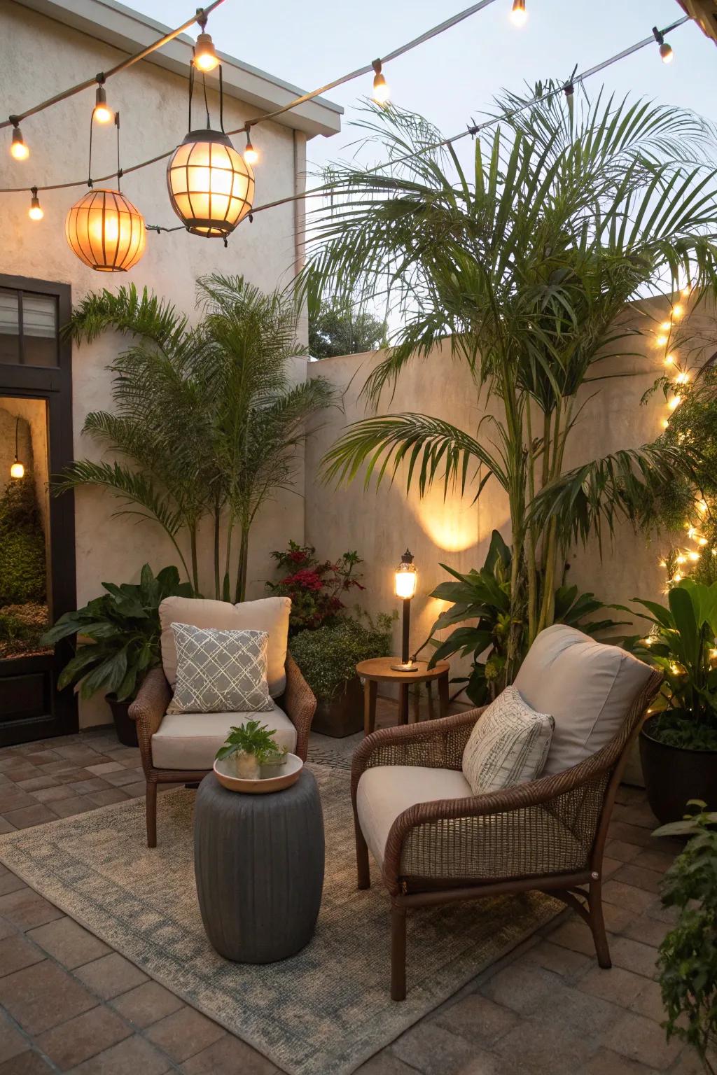 A tranquil patio oasis perfect for unwinding with friends and family.