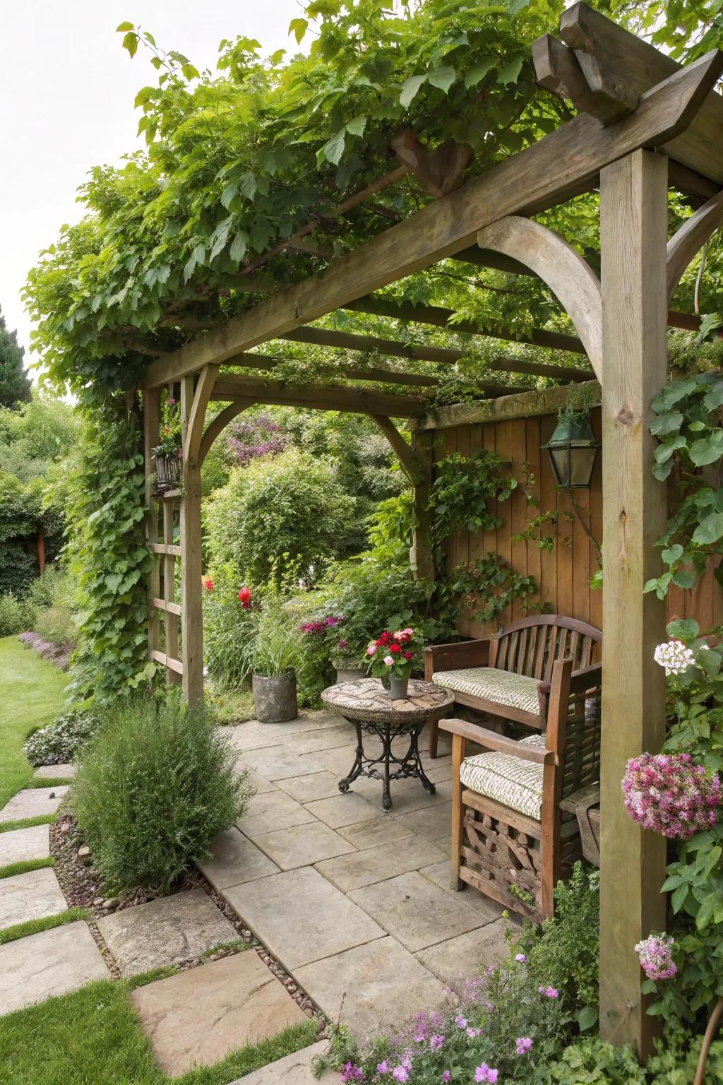 A charming pergola offering shade and elegance.