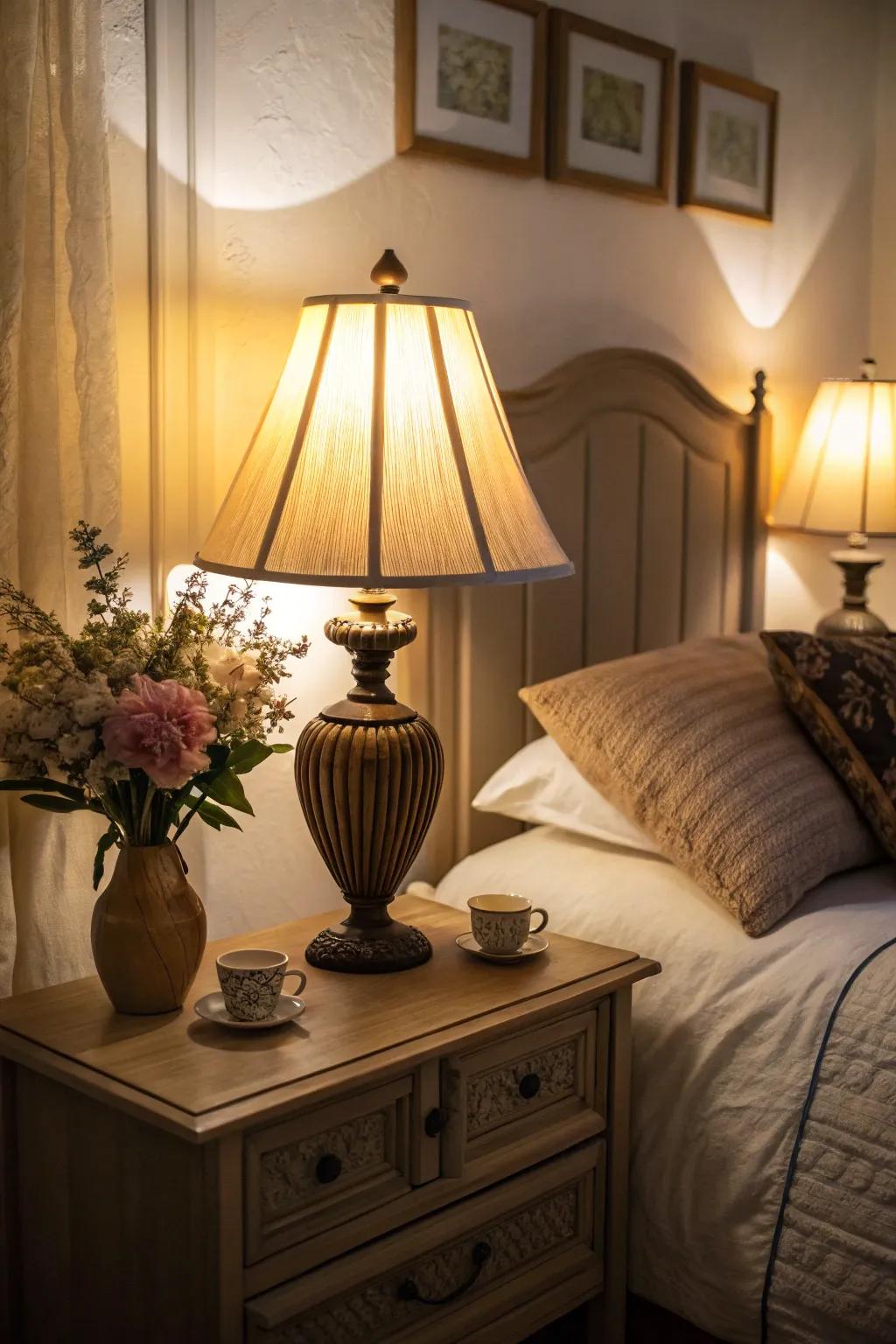 Soft lighting enhances the peaceful ambiance of your bedroom.