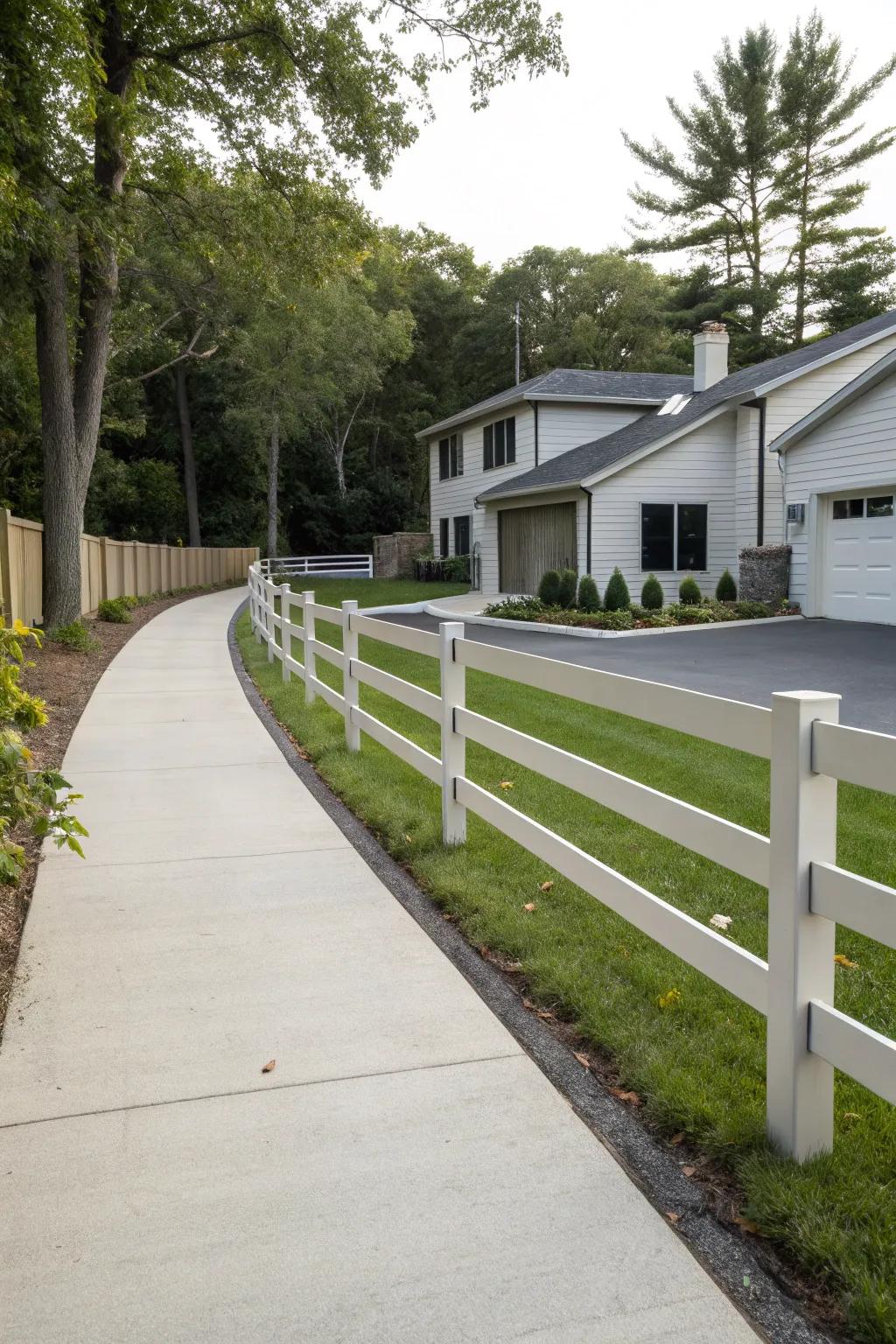 Modern elegance with a minimalist split rail fence.