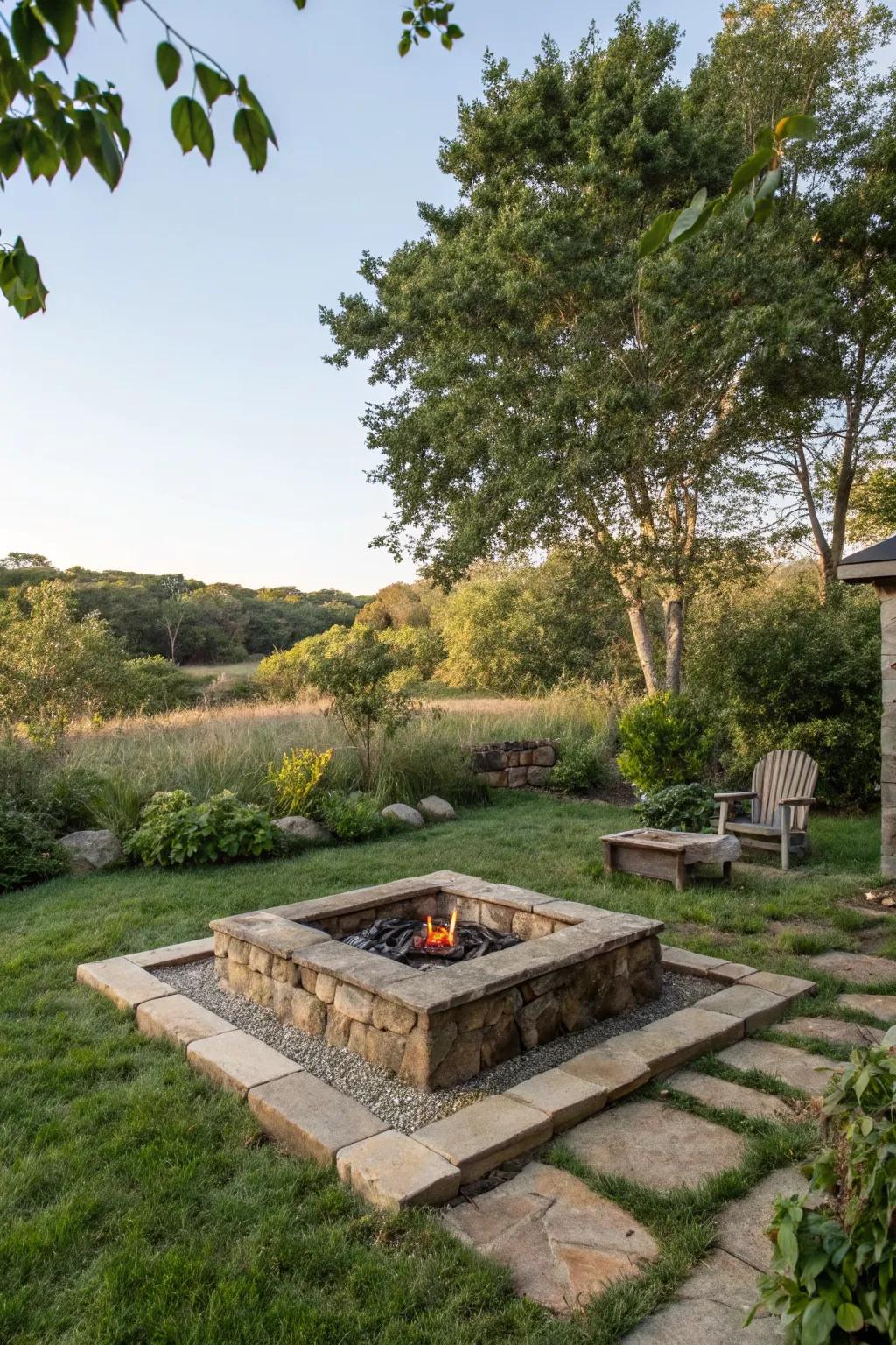 Natural stone fire pits blend seamlessly with their surroundings.