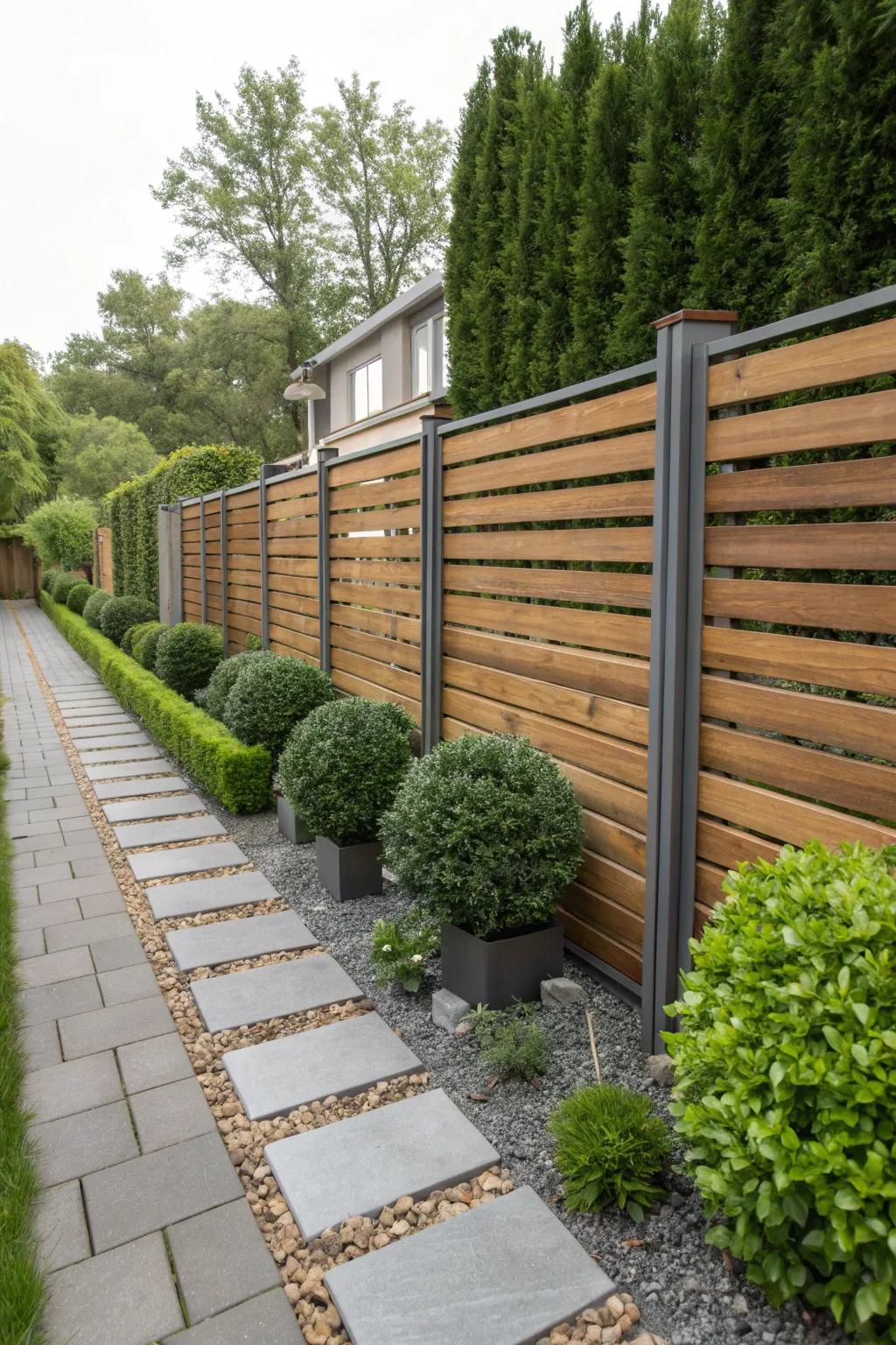 Mixing materials adds a unique touch to your fence design.