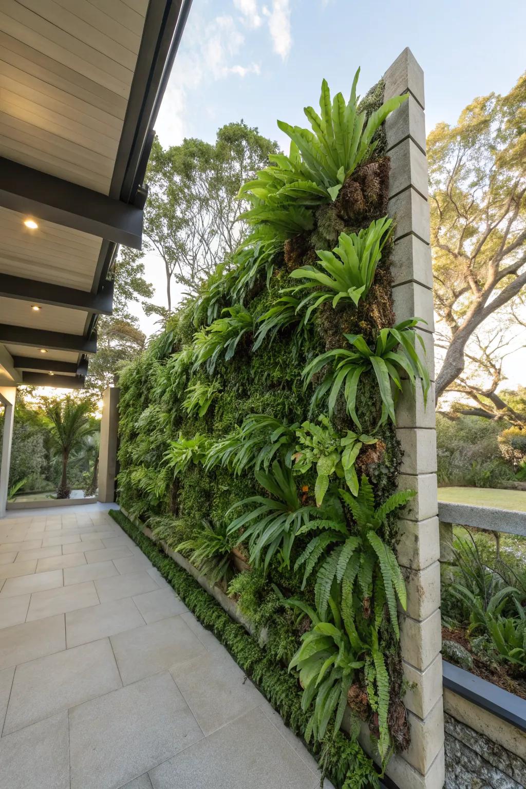 Transform your wall into a lush tapestry with staghorn ferns.
