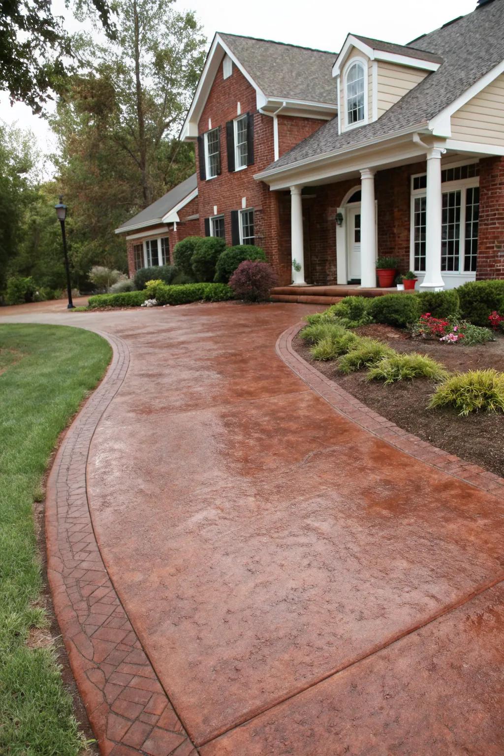 Brick red stain enhances the traditional look of this home.