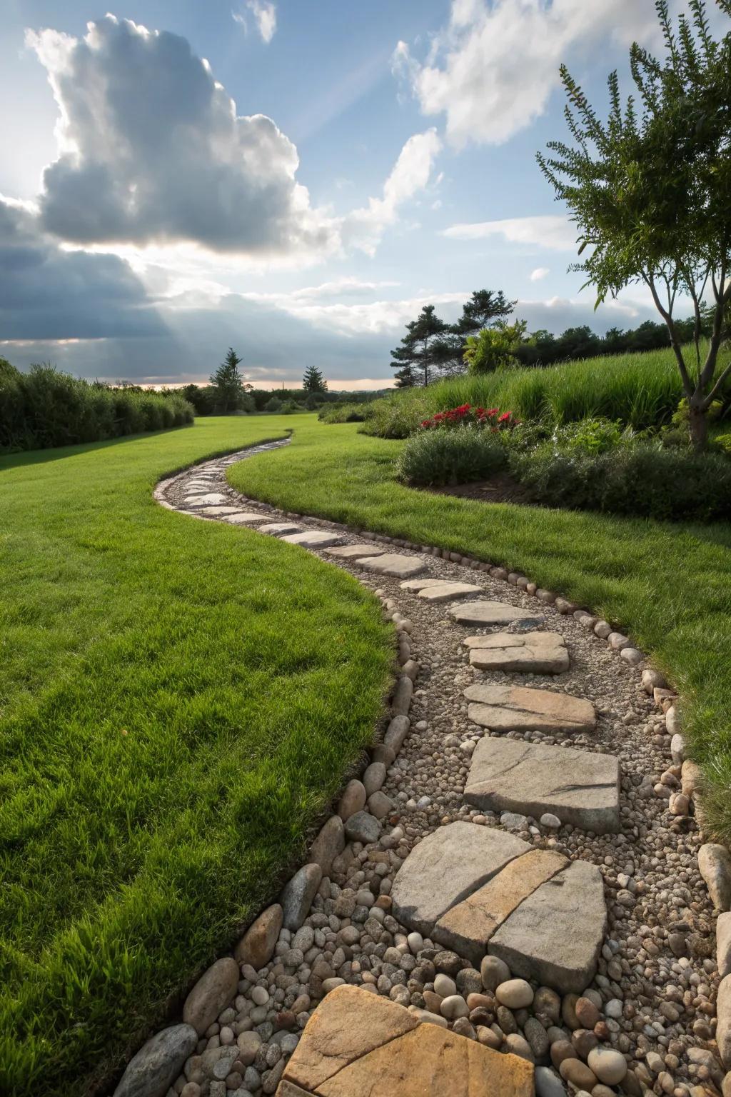 A mixed-material path offering a stunning contrast in textures.