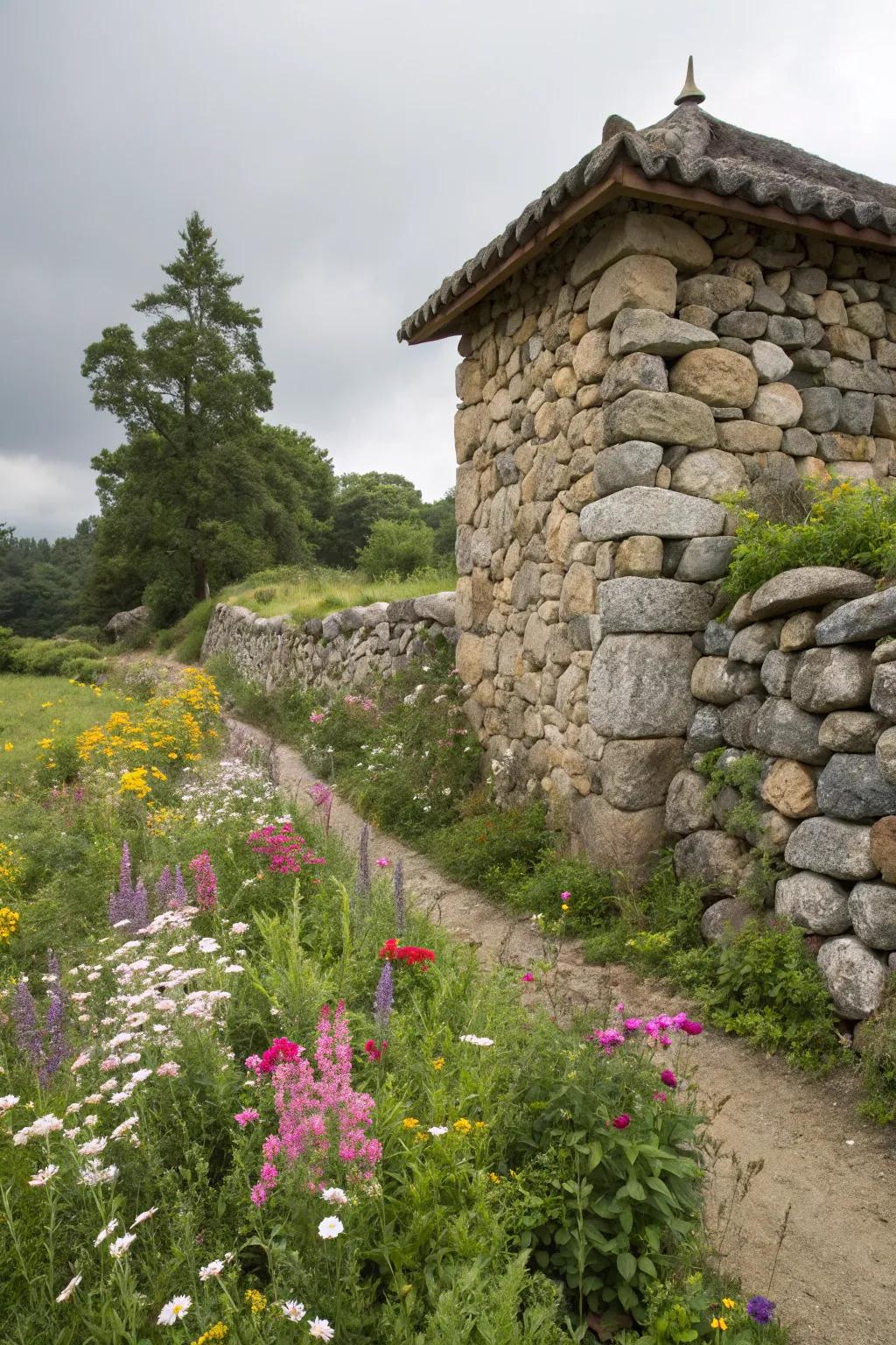 Bring a bit of the countryside to your home with a traditional stone wall.