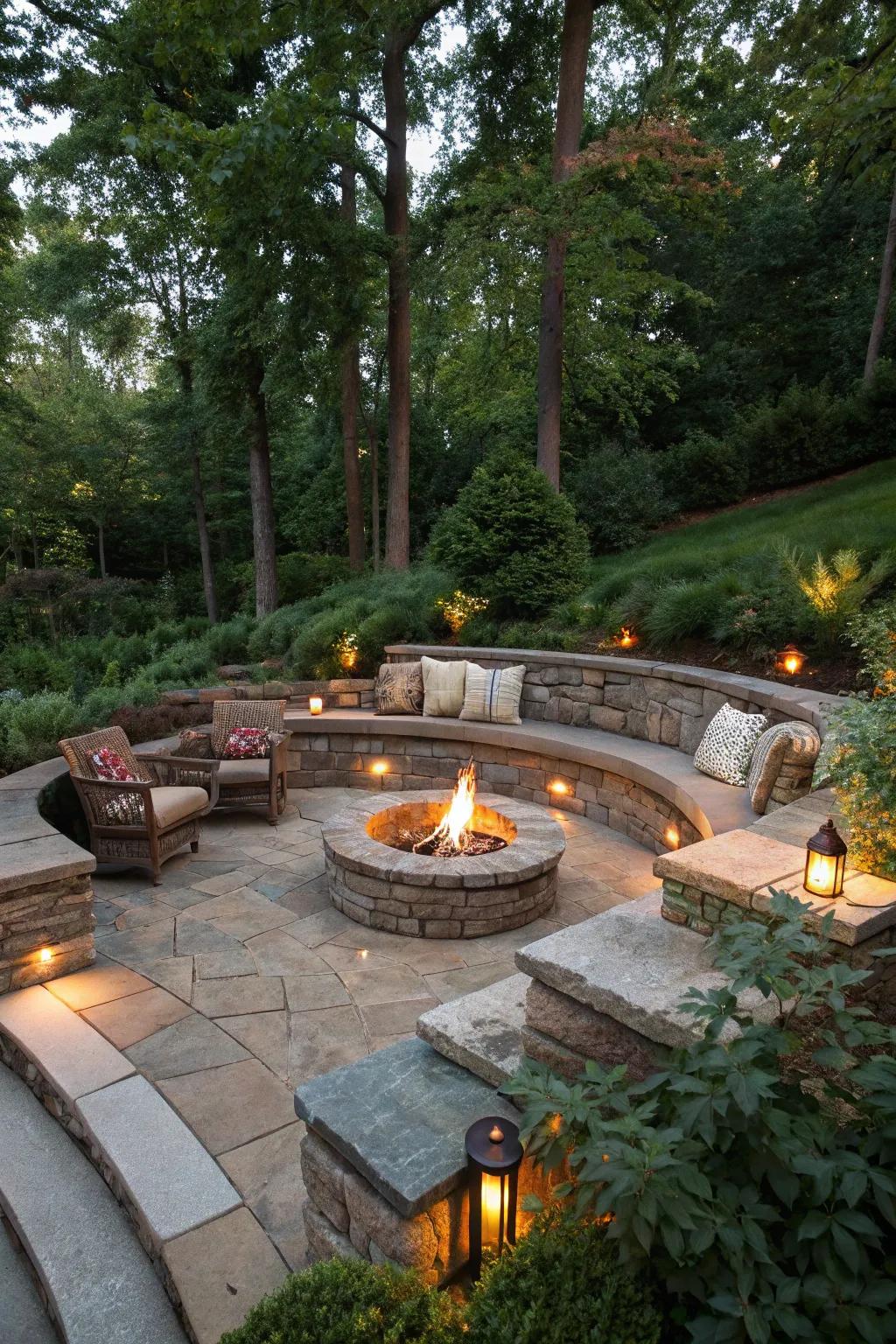 Create intimacy with a sunken patio design.