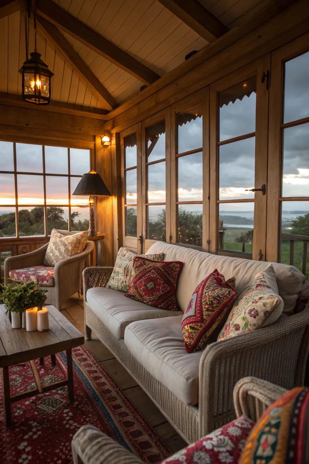 A warm and inviting summerhouse interior.