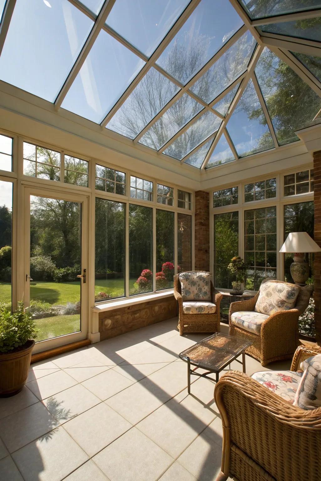Let the sunshine in with large windows or glass ceilings.