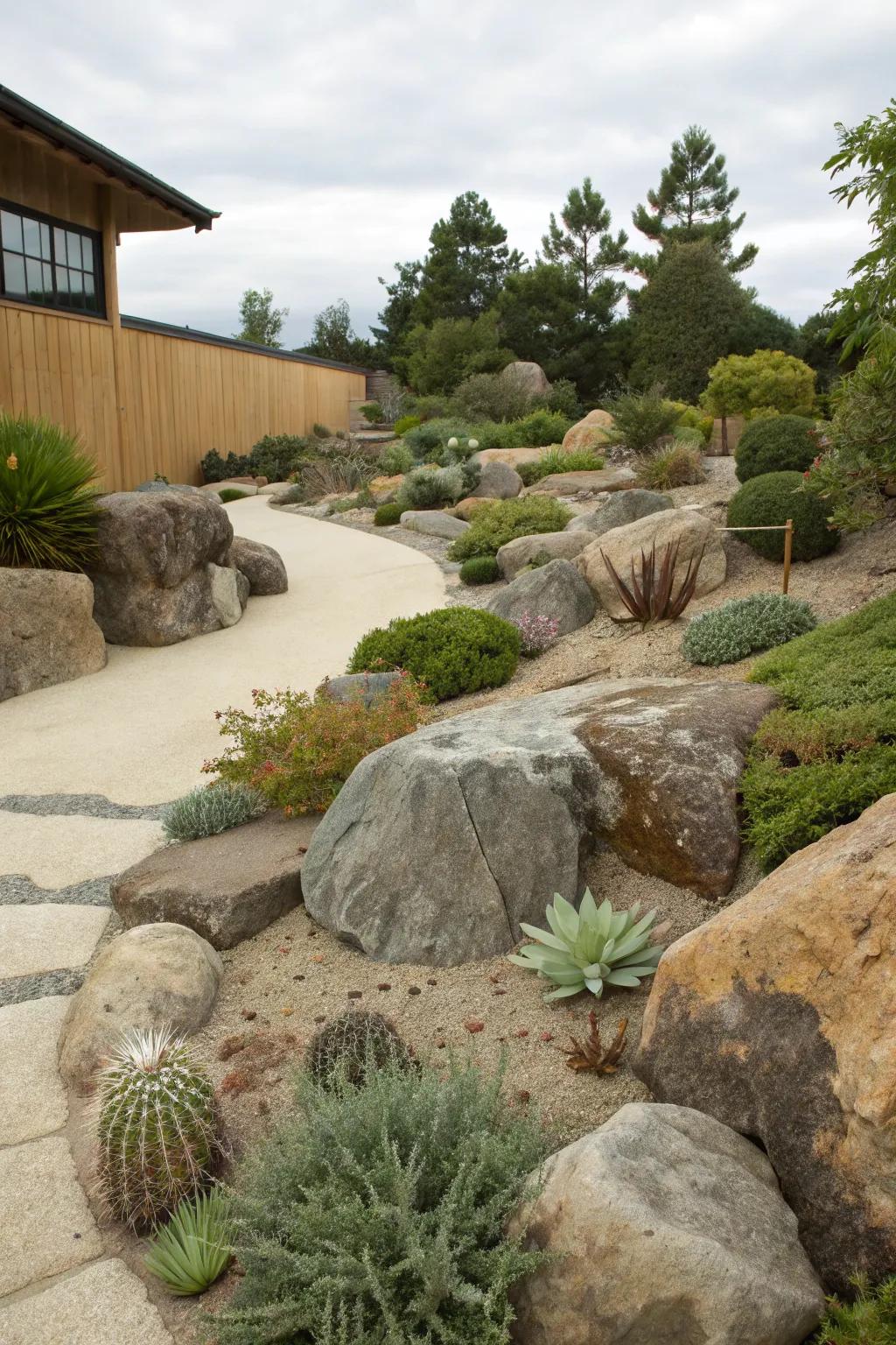 A low-water rock garden that combines beauty with practicality.