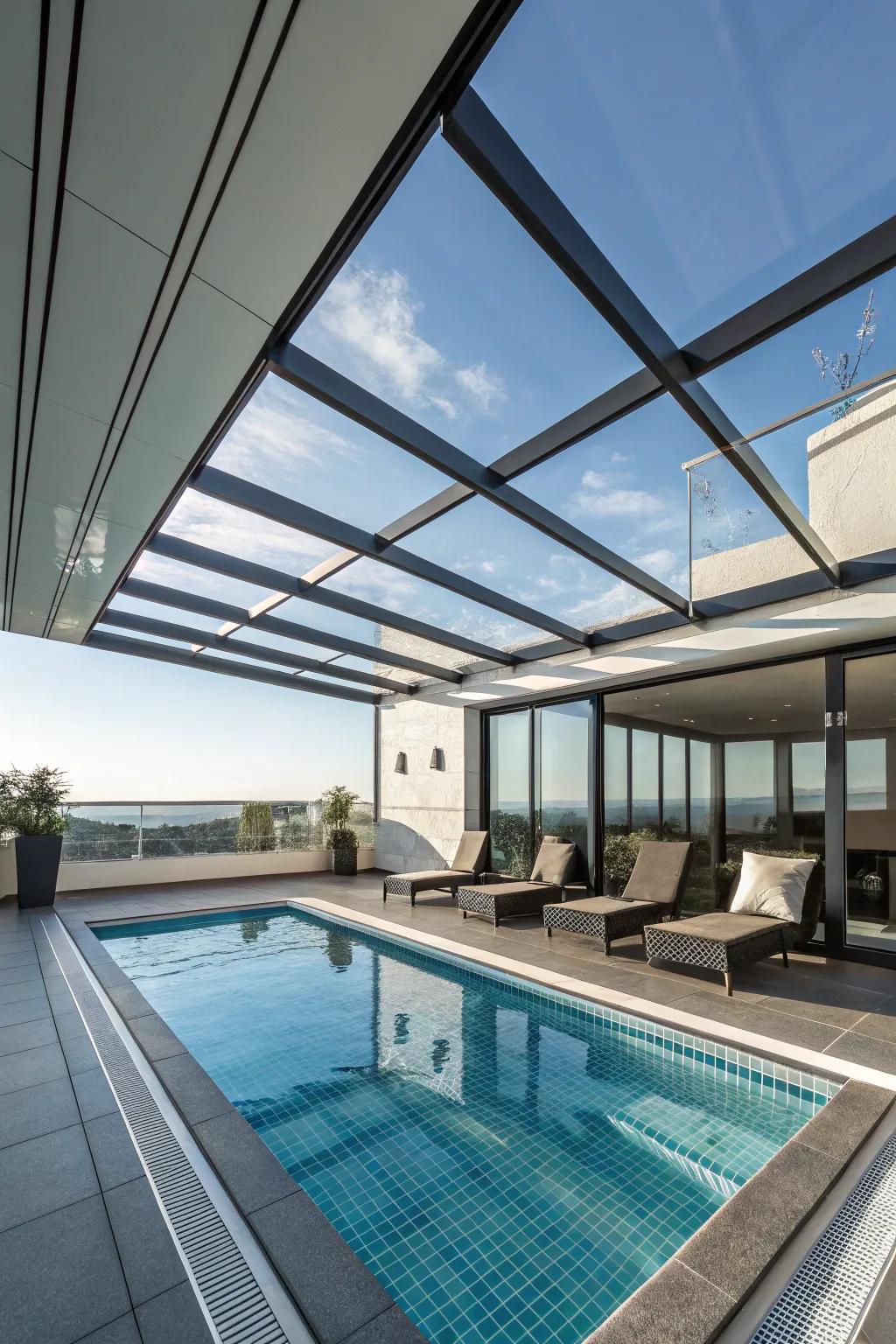 Enjoy flexibility with a retractable pool roof.