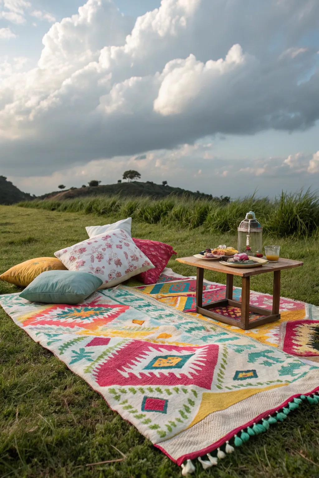 Outdoor rugs add color and comfort without harming grass