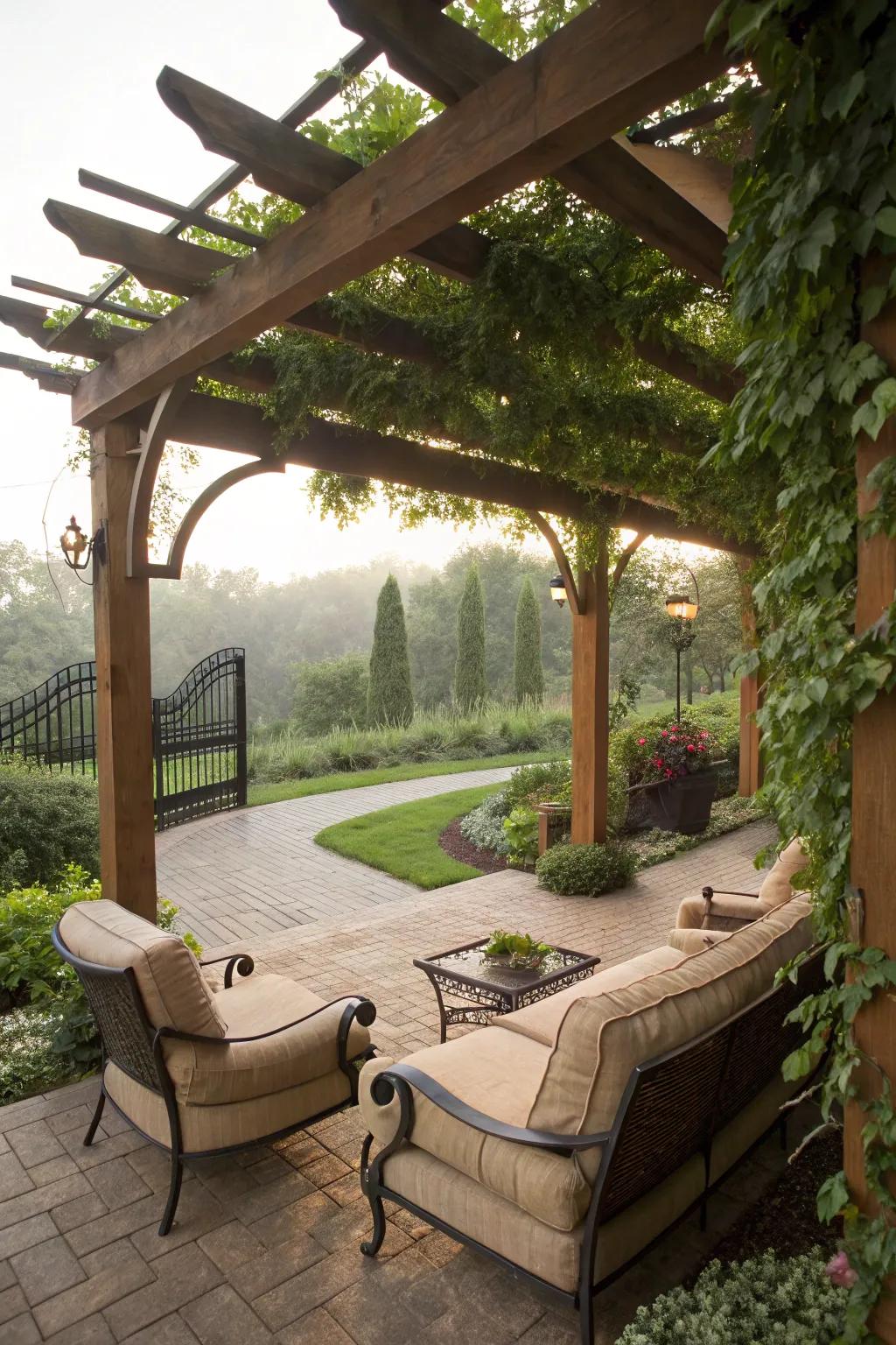 Enhance your patio with a pergola for shade and style.