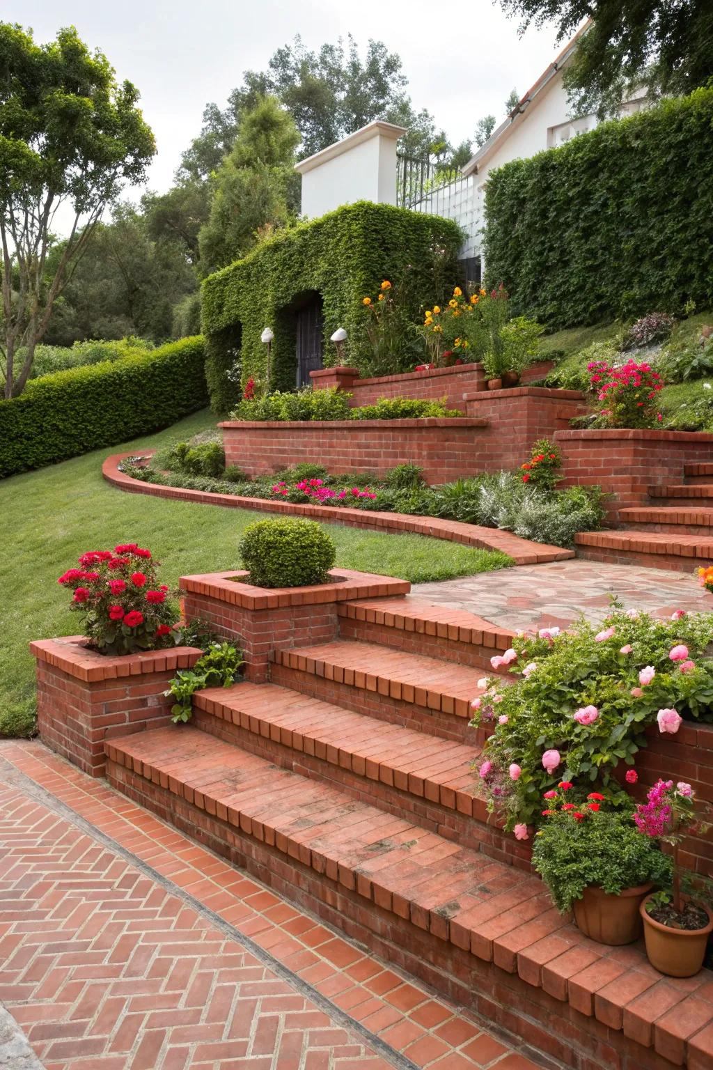 Red brick terraces provide a classic and inviting atmosphere.
