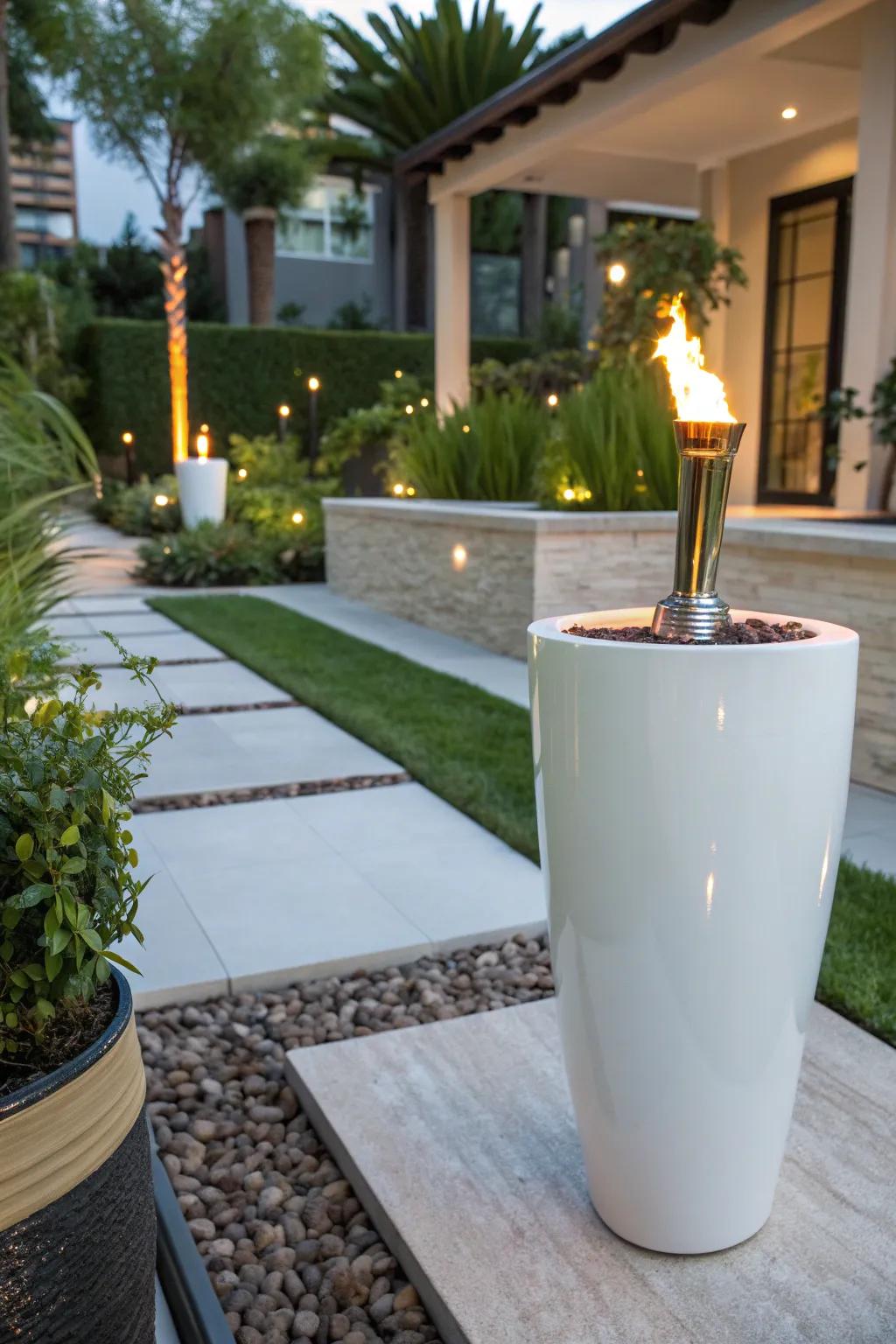 Ceramic planters offer a modern twist on the classic tiki torch.