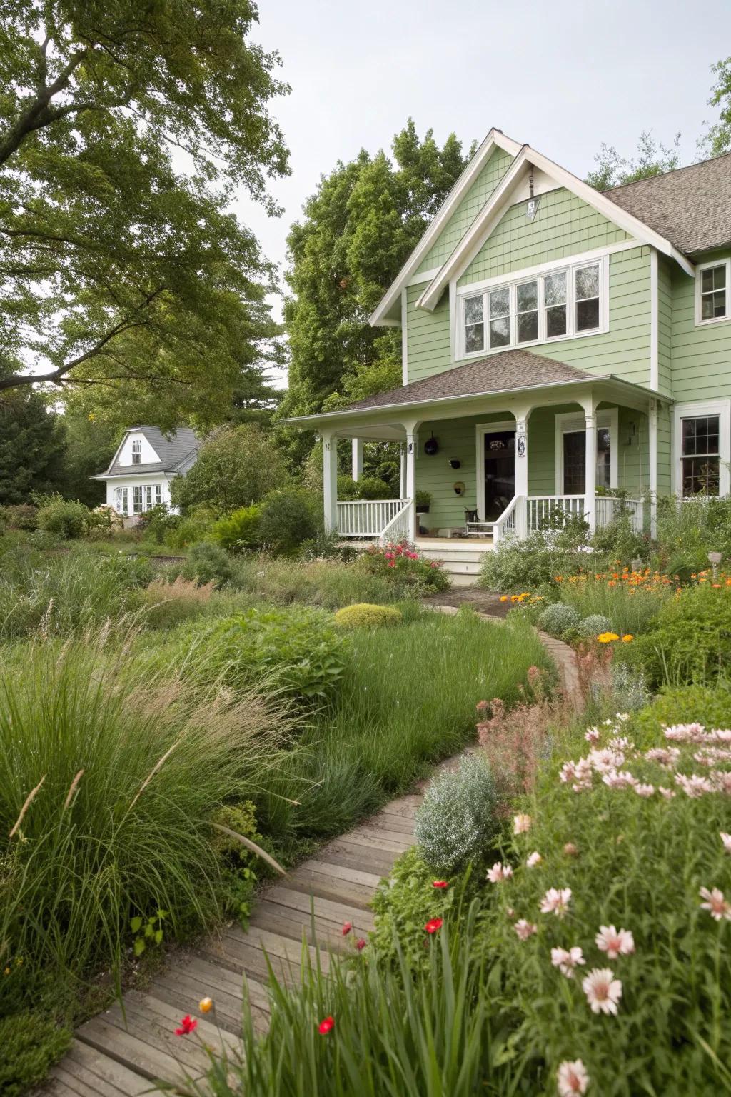 Sage green and white offer a soothing, nature-inspired aesthetic.