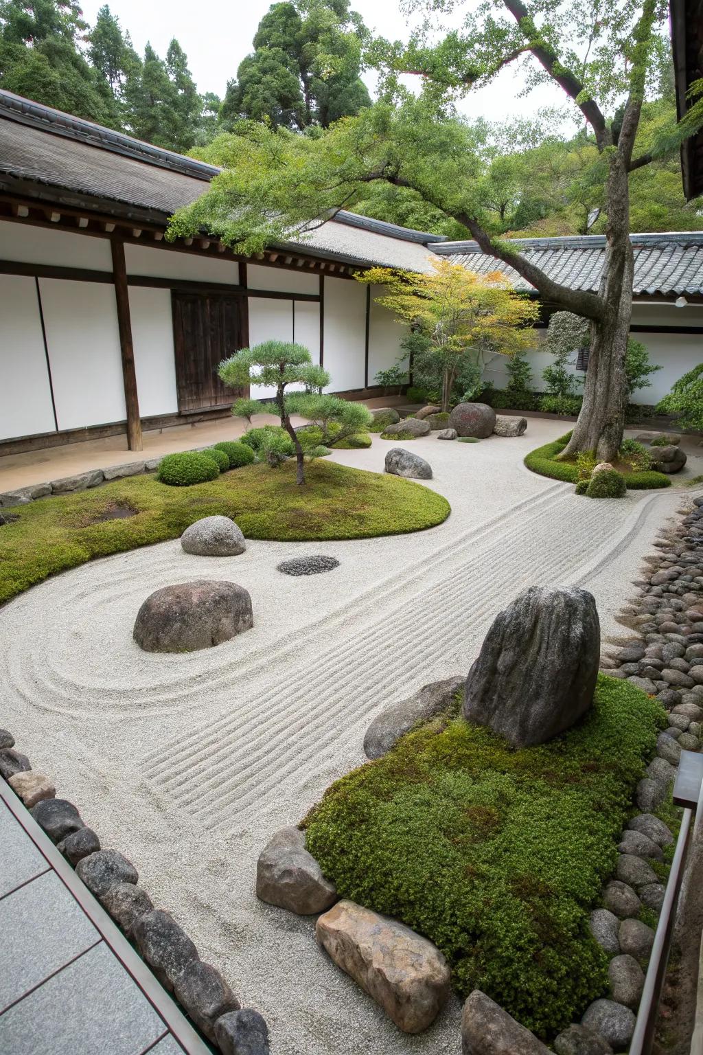 A serene Zen garden designed for relaxation and contemplation.