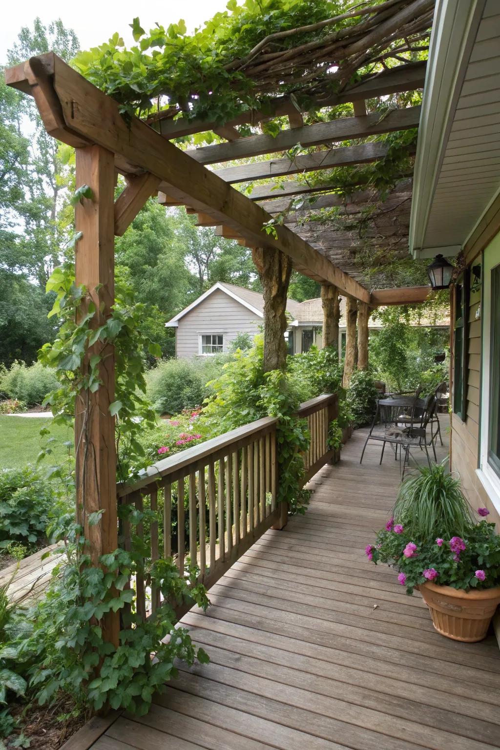 A pergola adds elegance and shade to your upstairs porch.