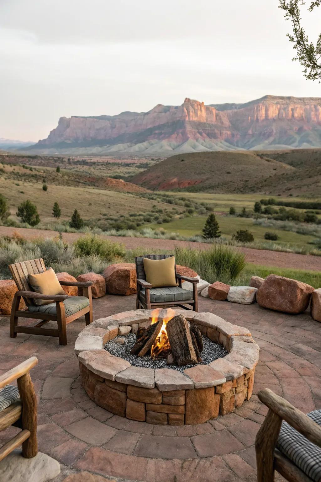 A warm and inviting fire pit perfect for Utah's cool evenings.