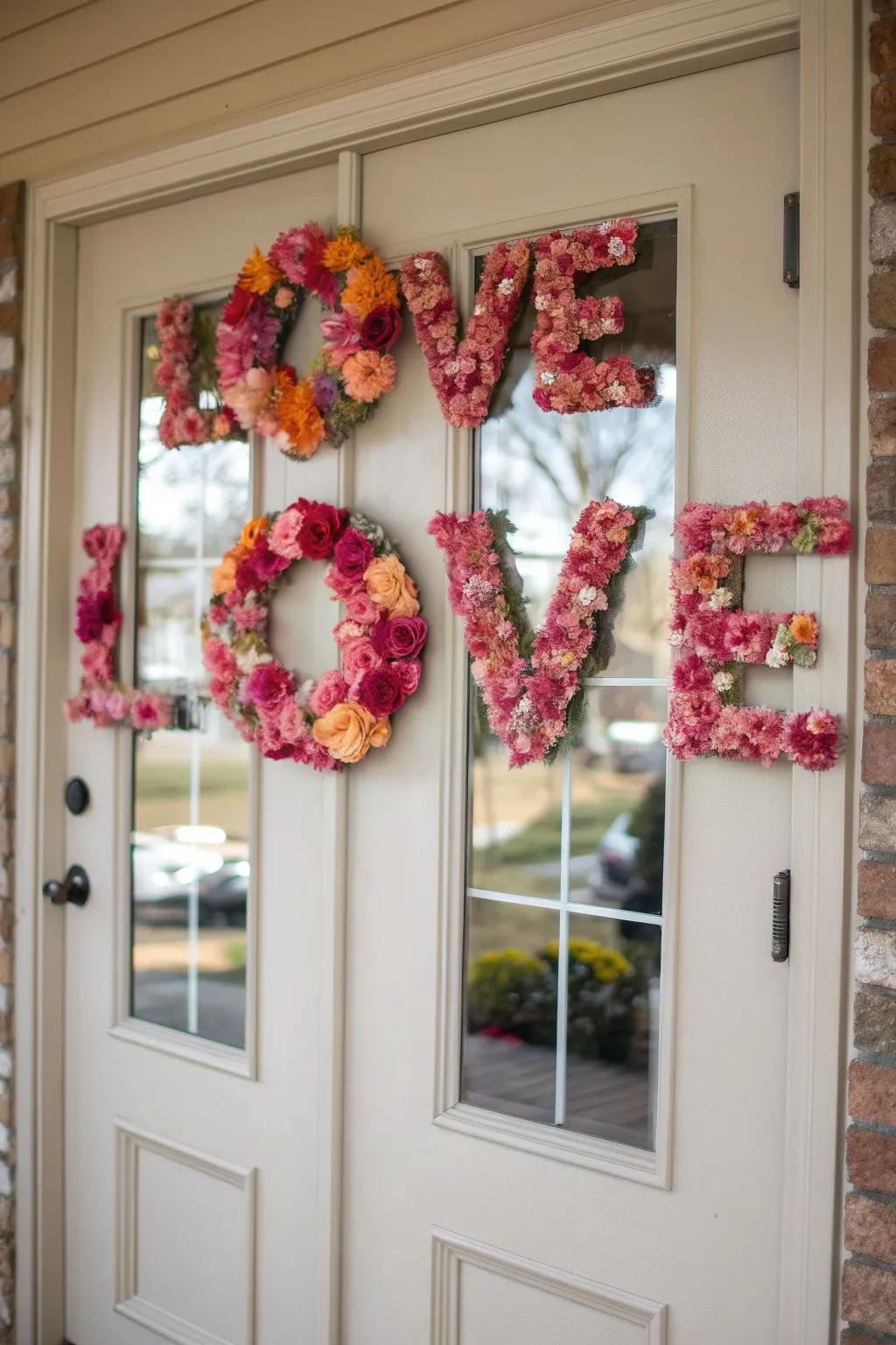 Floral letters add a pop of color and romance to your door.