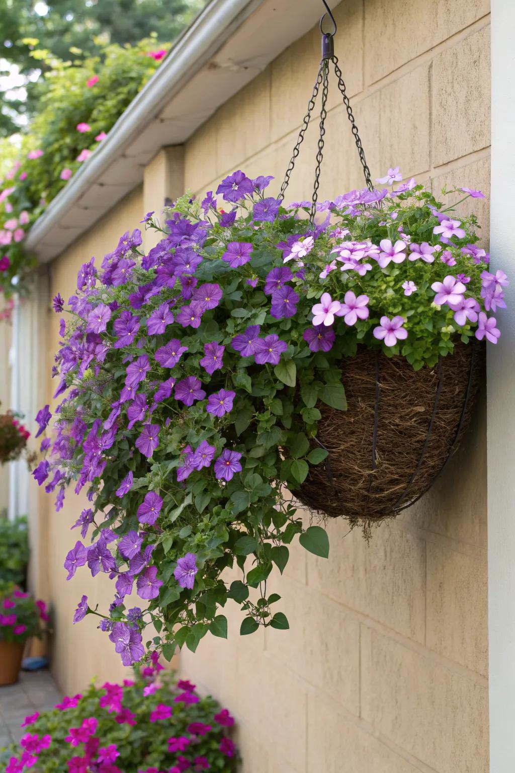 Elevate your garden with cascading vinca.