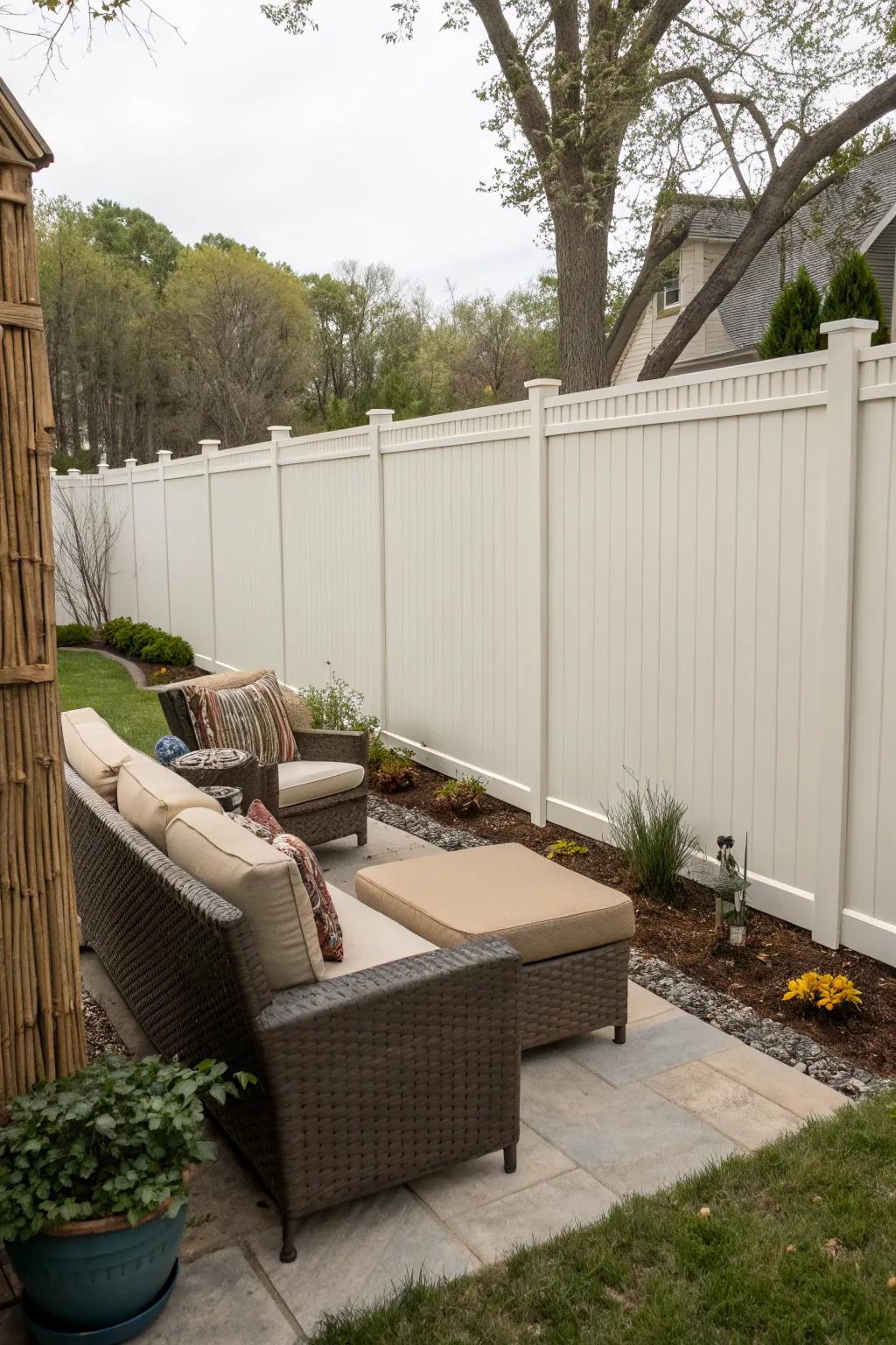Create a private sanctuary with a stylish vinyl privacy fence.