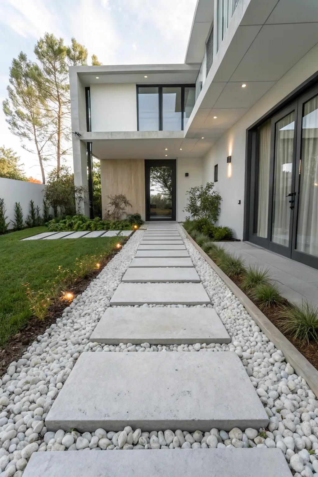 Sleek and modern concrete slab walkway
