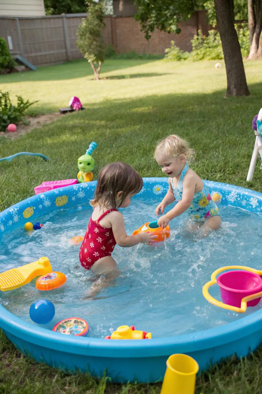 Kiddie pools become seas of adventure with hidden treasures.