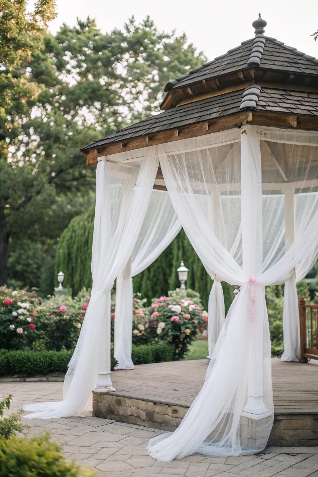 Sheer drapery adds a touch of magic to your wedding setting.
