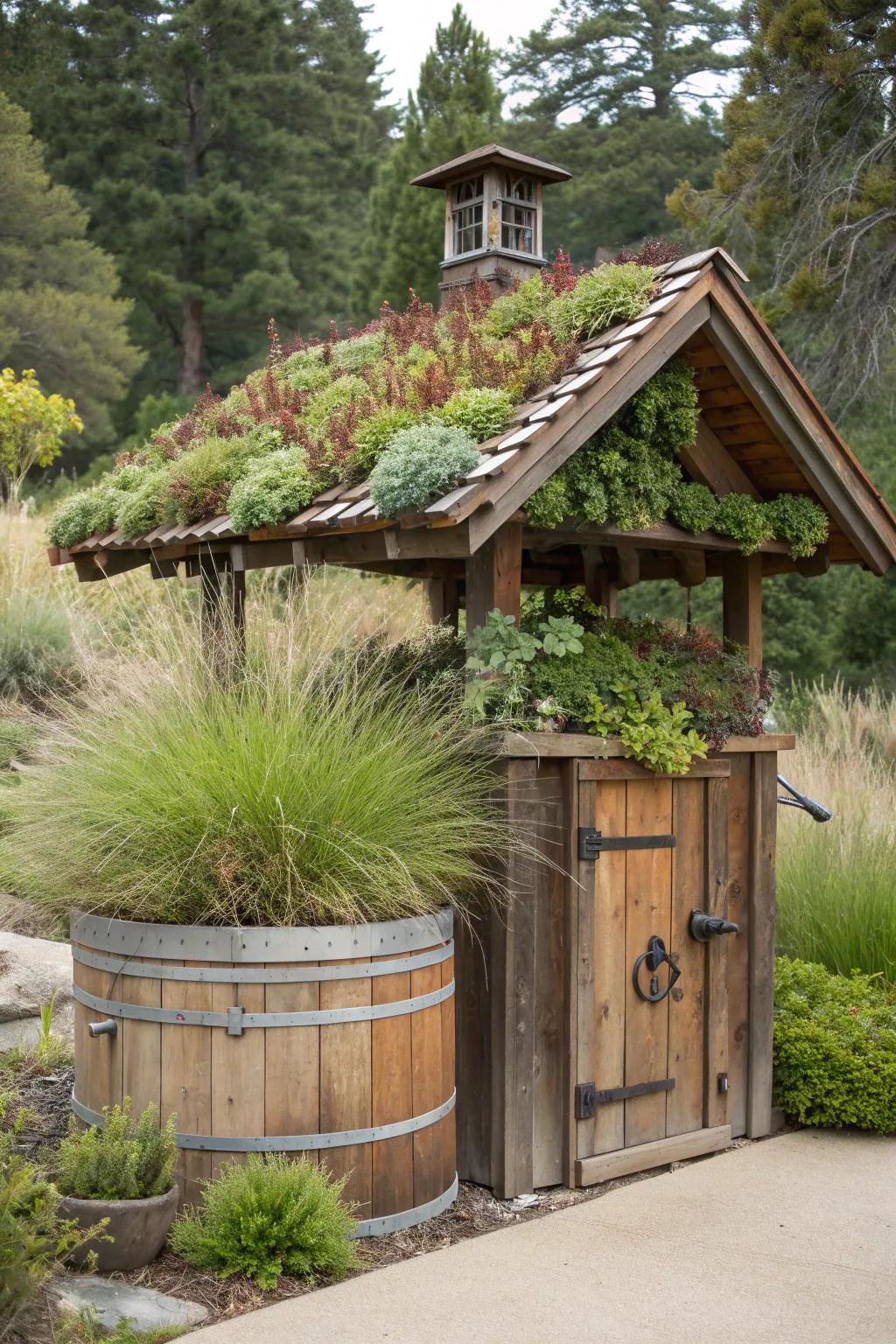 Transform your well pump house into a green oasis with a living roof that blends craftsmanship and nature.