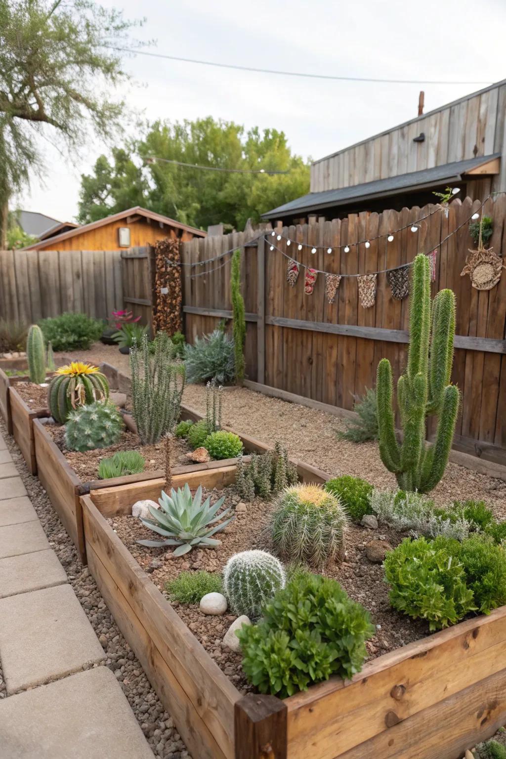 Cacti and succulents add a touch of the desert to your backyard.