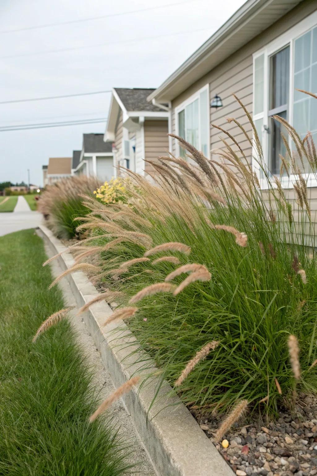 Ornamental grasses offer a dynamic and easy-care addition to foundation plantings.
