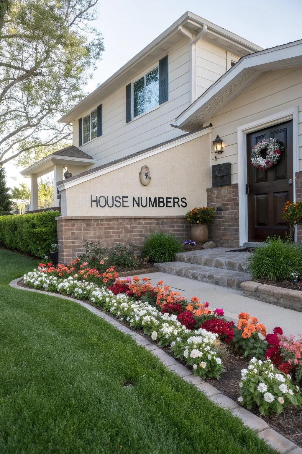 Wall-mounted house numbers near a home's entrance.