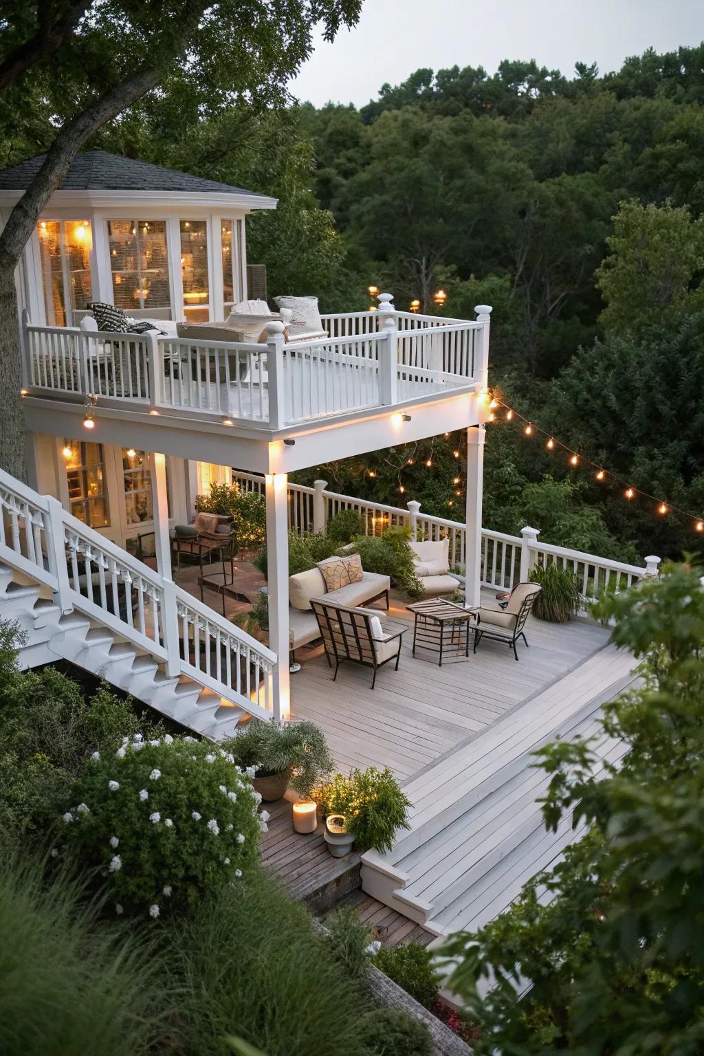 Multi-level decks offer a dynamic use of space.